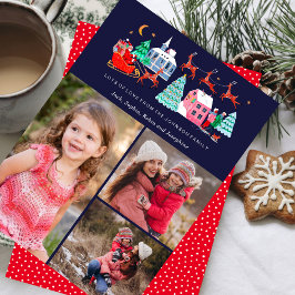 Tarjeta Festiva Cute Santa Vintage Christmas 3 Fotos