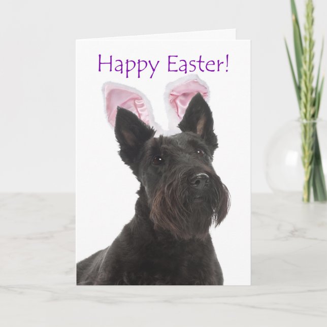 Tarjeta Festiva Cute Scottie Easter Card (Anverso)