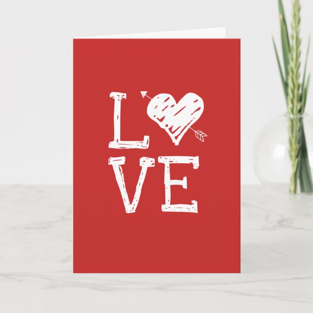 Tarjeta Festiva Cute Script Love Red Heart El día de San Valentín  (Anverso)