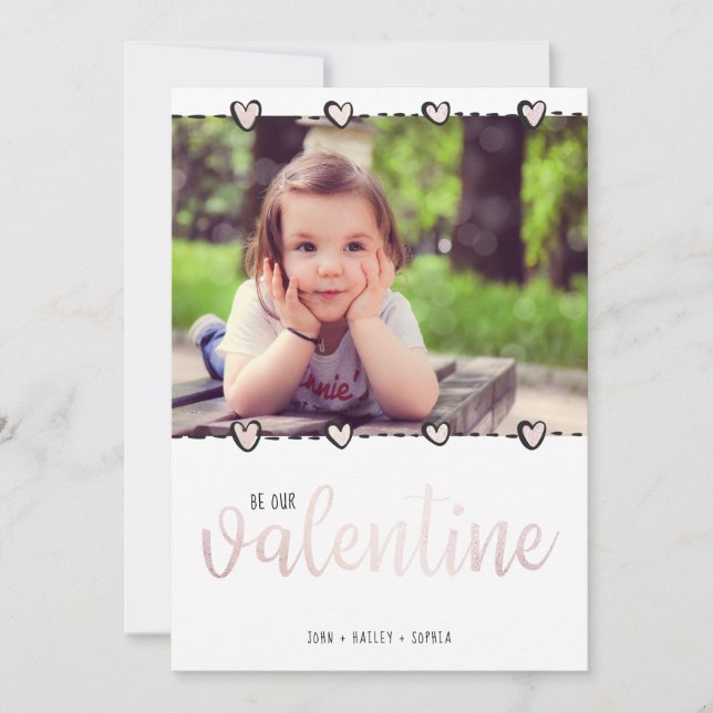 Tarjeta Festiva Cute sé mi foto familiar de San Valentín Rosa Gold (Anverso)