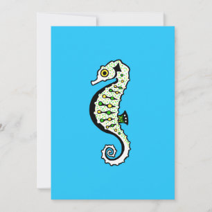 Tarjeta Festiva Cute SEAHORSE - Vida silvestre - Naturaleza - azul