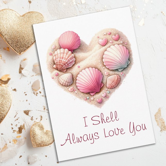 Tarjeta Festiva Cute Seashell Heart Beach Love Valentine's Day (Beach Lovers Seashells and Sand Heart Valentine's Day Card)