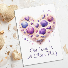 Tarjeta Festiva Cute Seashell Heart Beach Love Valentine's Day