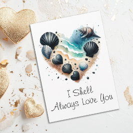 Tarjeta Festiva Cute Seashell Heart Beach Love Valentine's Day