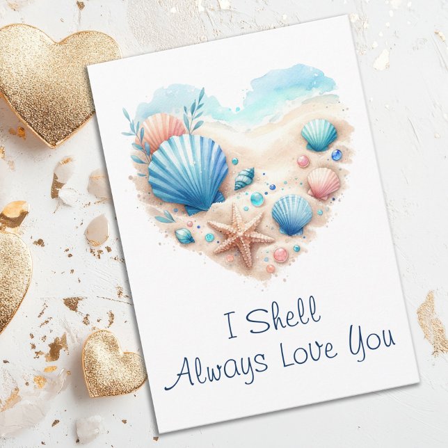 Tarjeta Festiva Cute Seashell Heart Beach Love Valentine's Day (Beach Lovers Seashell Heart Valentine's Day card)