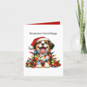 Tarjeta Festiva Cute Seasons saluda personalizable de cachorro