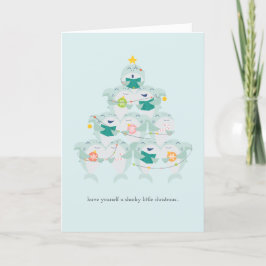 Tarjeta Festiva Cute Shark Christmas Tree Holiday Card