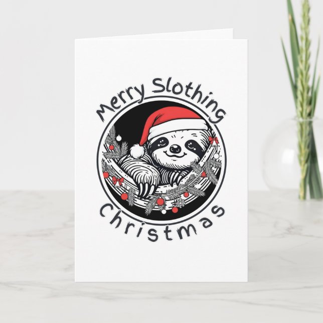 Tarjeta Festiva Cute Sloth Christmas Card – Merry Slothing Xmas (Anverso)