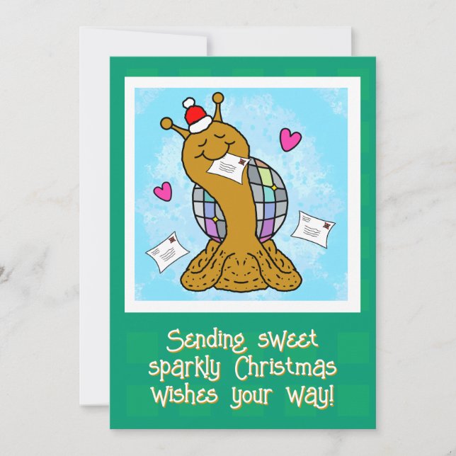 Tarjeta Festiva Cute Snail Disco Mail Christmas