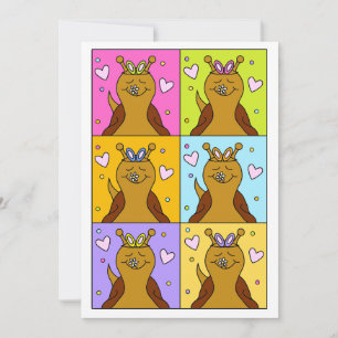 Tarjeta Festiva Cute Snail Pop Art Bunny Ears Easter