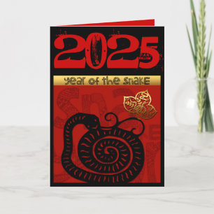 Tarjeta Festiva Cute Snake Año Chino 2025 Cumpleaños Zodiac VGC