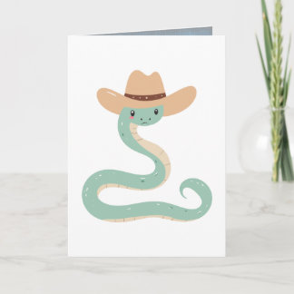Tarjeta Festiva Cute Snake Wearing Hat