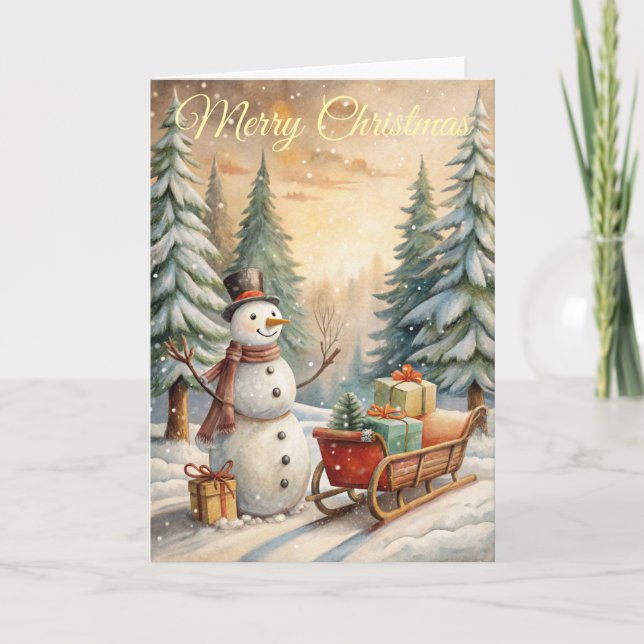 Tarjeta Festiva Cute Snowman (Anverso)