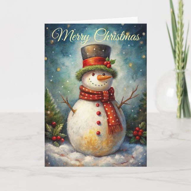 Tarjeta Festiva Cute Snowman (Anverso)