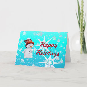 Tarjeta Festiva Cute Snowman Happy Holidays Blank Grey Card