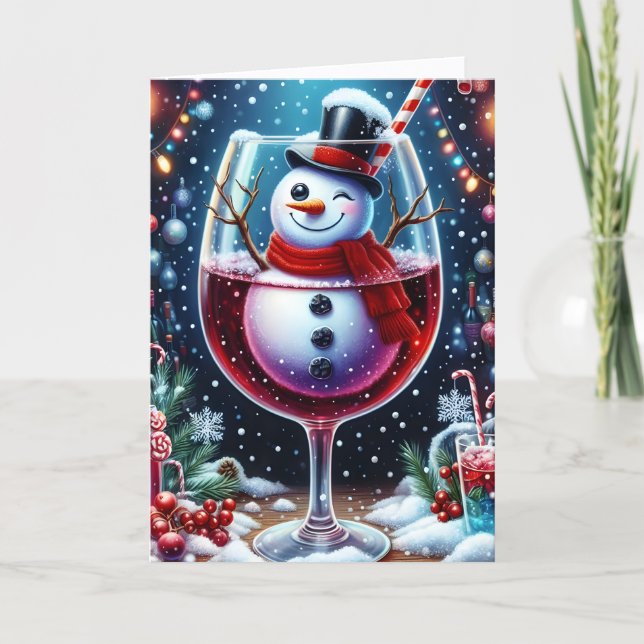 Tarjeta Festiva Cute Snowman Holiday Spirit Christmas (Anverso)