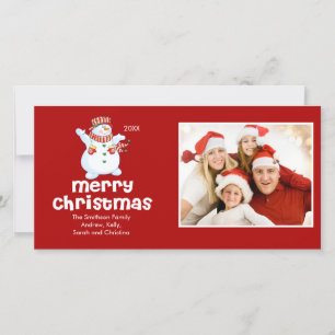 Tarjeta Festiva CUTE Snowman Merry Christmas Family Photo Card