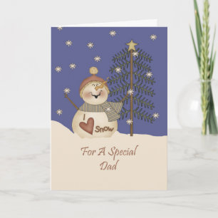 Tarjeta Festiva Cute Snowman Navidades Dad
