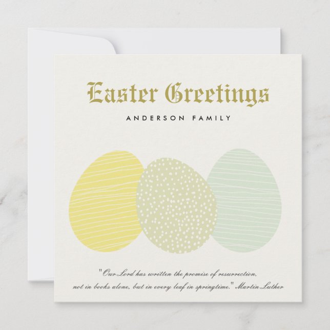 TARJETA FESTIVA CUTE SOFT SUBTLE PASTEL EASTER EGGS PERSONALIZED (Anverso)