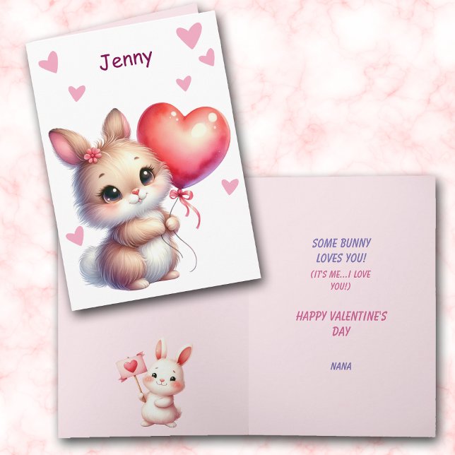 Tarjeta Festiva Cute Some Bunny Loves You Valentine (Subido por el creador)