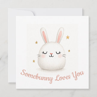 Tarjeta Festiva Cute Somebunny te ama Personalizable Bunny