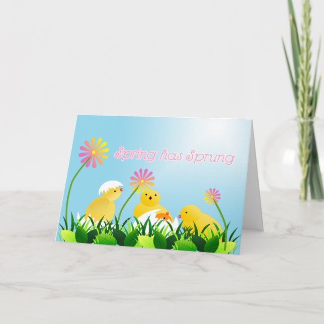 Tarjeta Festiva Cute Spring Chicks (Anverso)