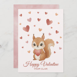 Tarjeta Festiva Cute Squirrel with Heart Valentine's Day