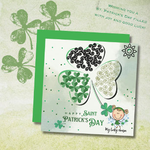 Tarjeta Festiva Cute St. Patrick Little Girl