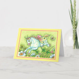 TARJETA FESTIVA CUTE ST. PATRICK'S DAY FLYING IRISH PONY, FAIRY