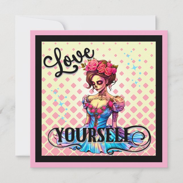 Tarjeta Festiva Cute Sugar Skull (Anverso)