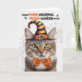 Tarjeta Festiva Cute Tabby Gato Halloween PURRolween anormal