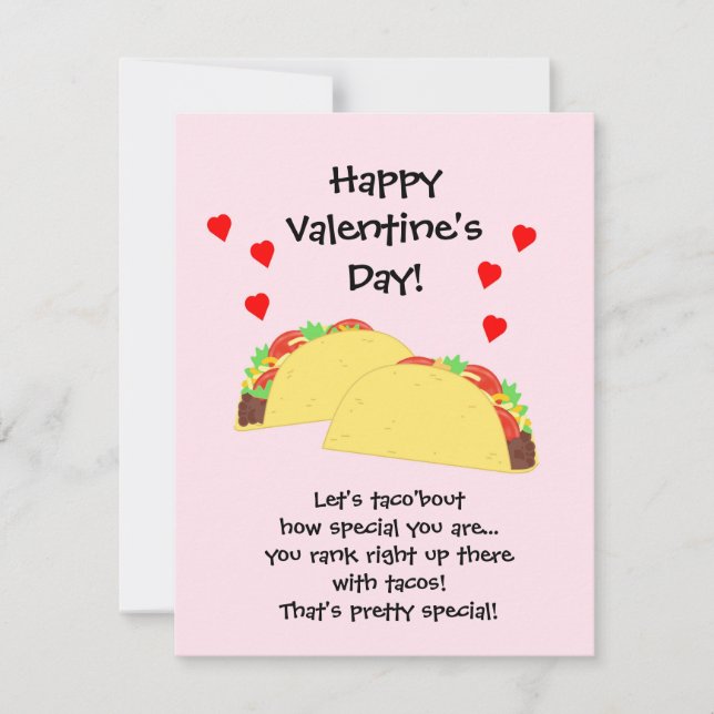Tarjeta Festiva Cute Taco Flat Valentine Card (Anverso)