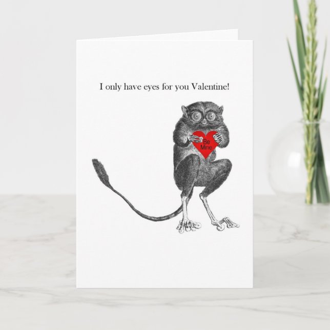 Tarjeta Festiva Cute Tarsier Bush Baby Valentcard (Anverso)