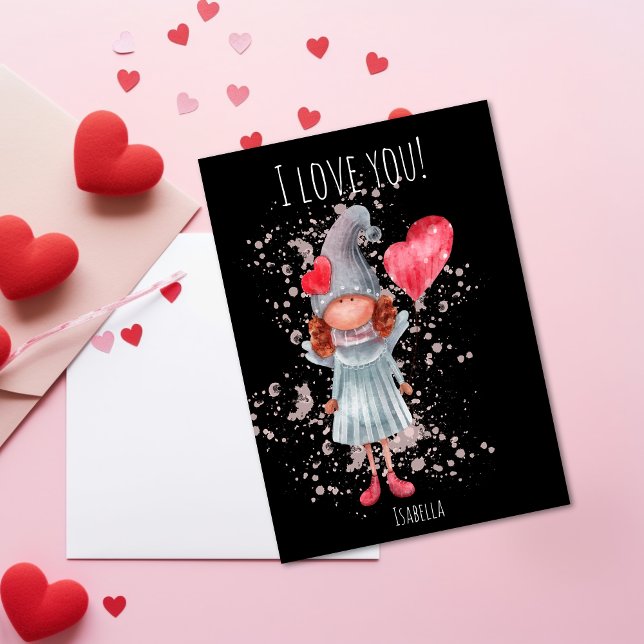 Tarjeta Festiva Cute te te amo Lady Gnome Pun Valentine (Subido por el creador)