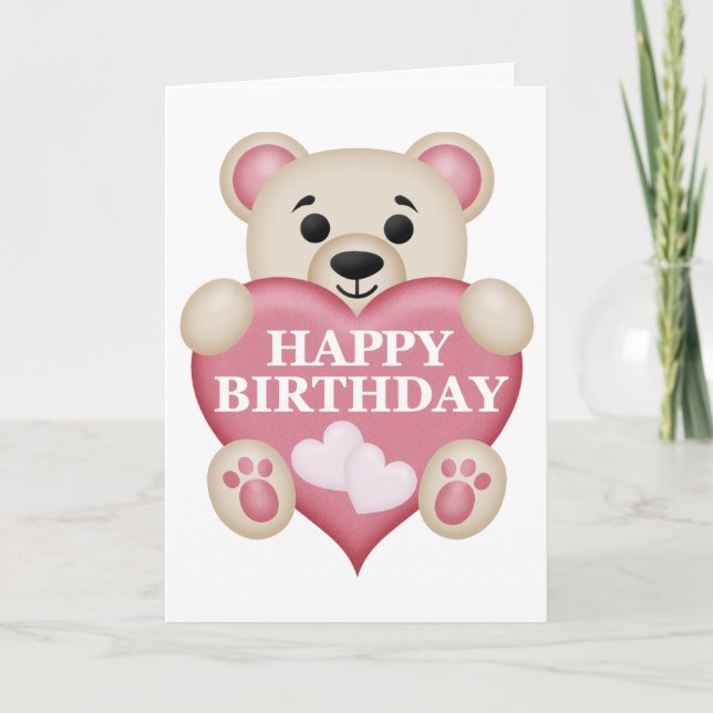 Tarjeta Festiva Cute Teddy Bear - Feliz cumpleaños (Anverso)