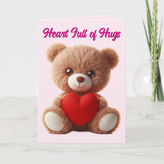 Tarjeta Festiva Cute Teddy Bear Valentine (Anverso)