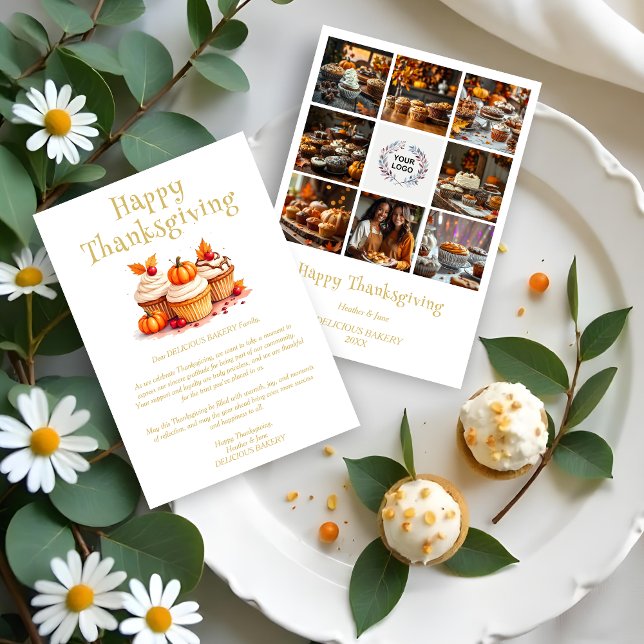Tarjeta Festiva Cute Thanksgiving Cupcakes Collage 8 Photos  (Cute Thanksgiving Cupcakes Collage 8 Photos Collage 8 Photos Business Holidays Cards.)