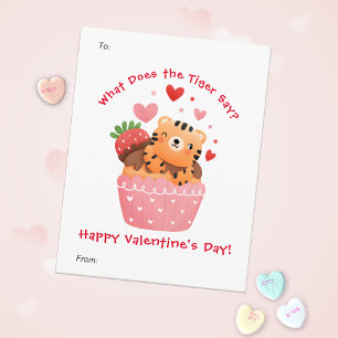 Tarjeta Festiva Cute Tigre en Cupcake Día de San Valentín Personal