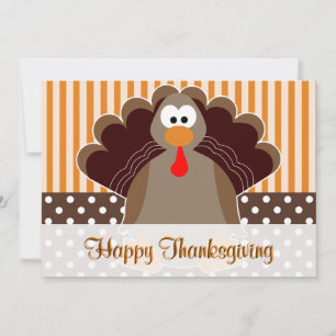 Tarjeta Festiva Cute Turkey Happy Thankending Flat Card