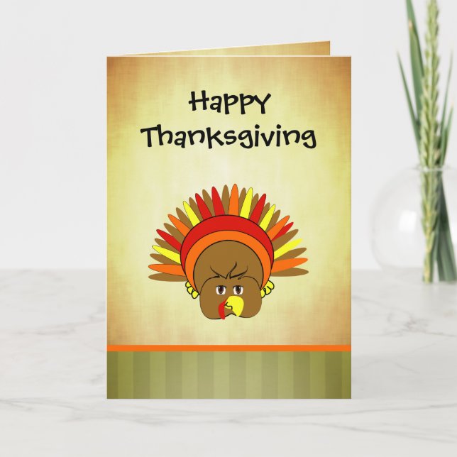 Tarjeta Festiva Cute Turkey Happy Thanksgiving Greeting Card (Anverso)