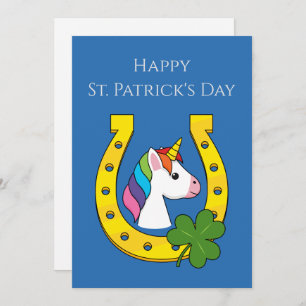 Tarjeta Festiva Cute unicornio en el Día de San Patricio   Persona