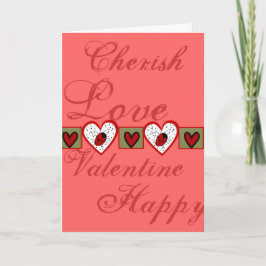 Tarjeta Festiva Cute Valentine Ladybugs