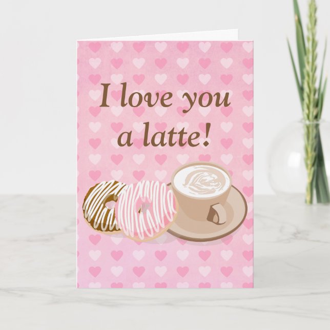 Tarjeta Festiva Cute Valentine Latte (Anverso)