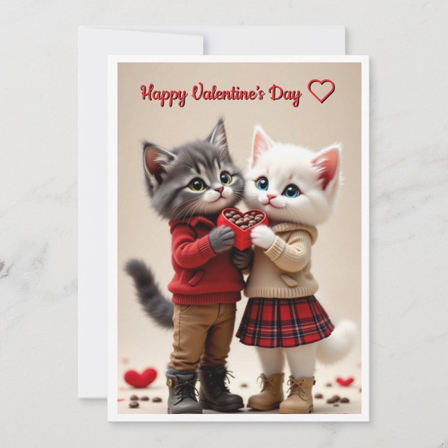 Tarjeta Festiva Cute Valentine’s Day Card – Tom & Luna (Anverso)