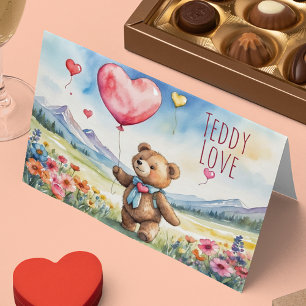 Tarjeta Festiva Cute Valentine Teddy Bear doblado
