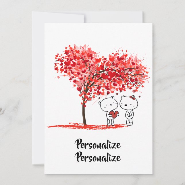 Tarjeta Festiva Cute Valentine Watercolor Artsy Personalize (Anverso)