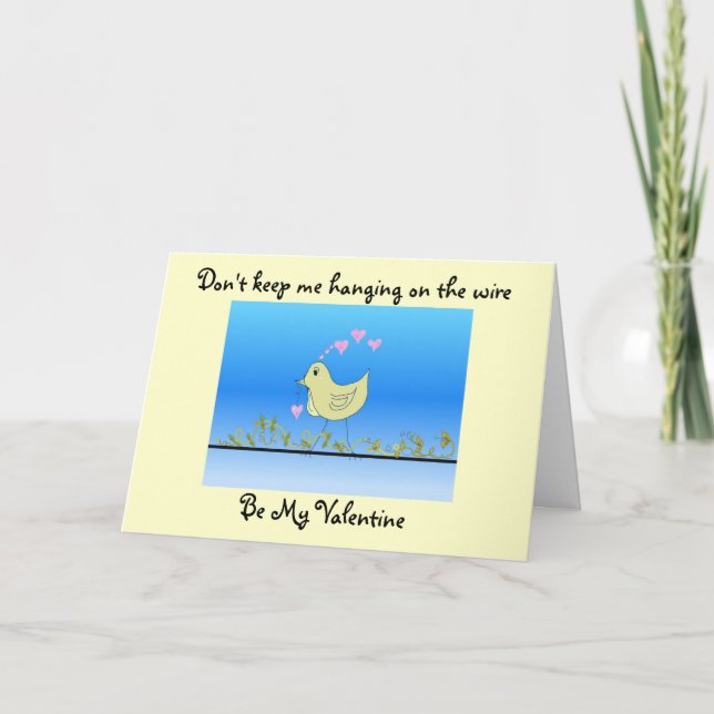 Tarjeta Festiva Cute Valentines Bird (Anverso)