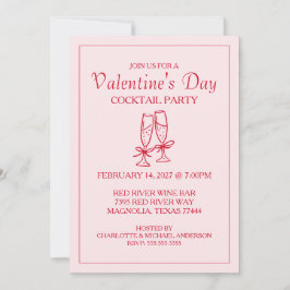 Tarjeta Festiva Cute Valentine's Day XOXO Pink Red 