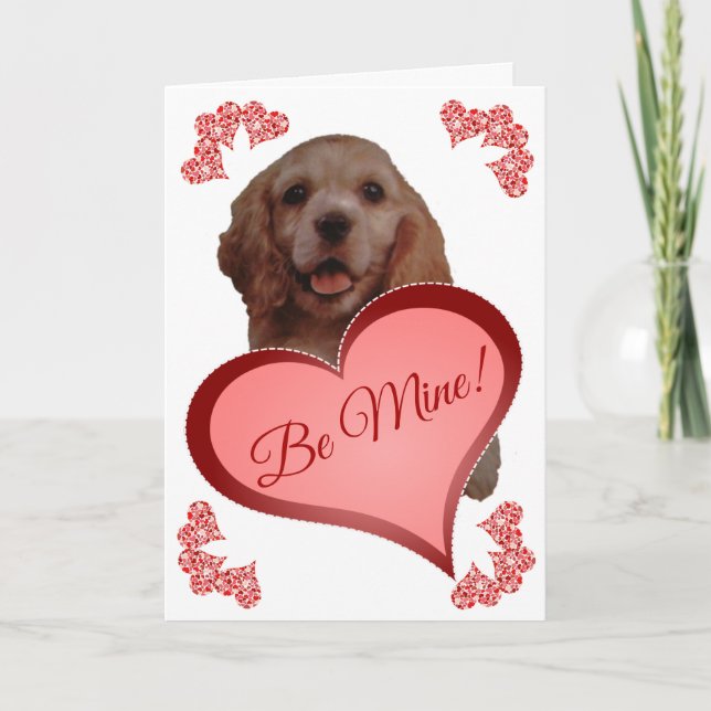 Tarjeta Festiva Cute vintage Cocker Spaniel Personalizado Valentca (Anverso)
