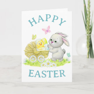Tarjeta Festiva Cute vintage style Easter card with baby animals